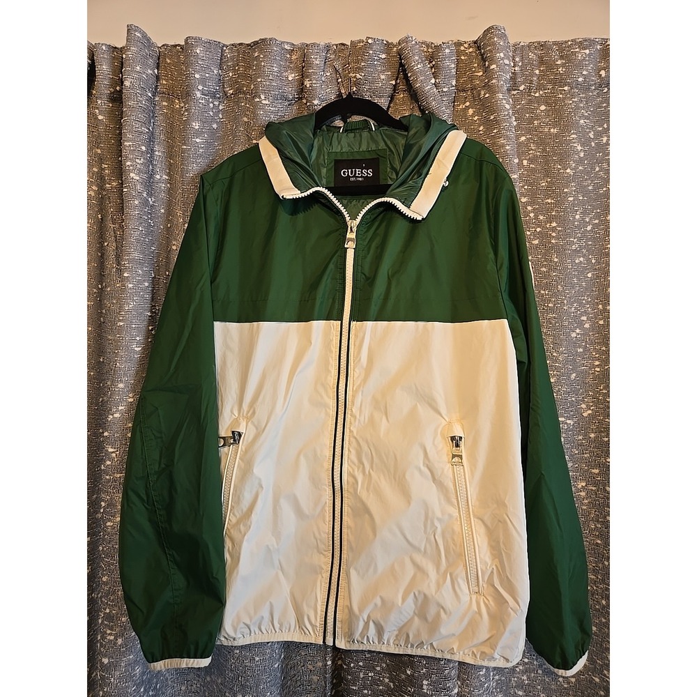 Guess Vintage Zip Up Windbreaker Mens Size Large Green EXCELLENT CONDITION!